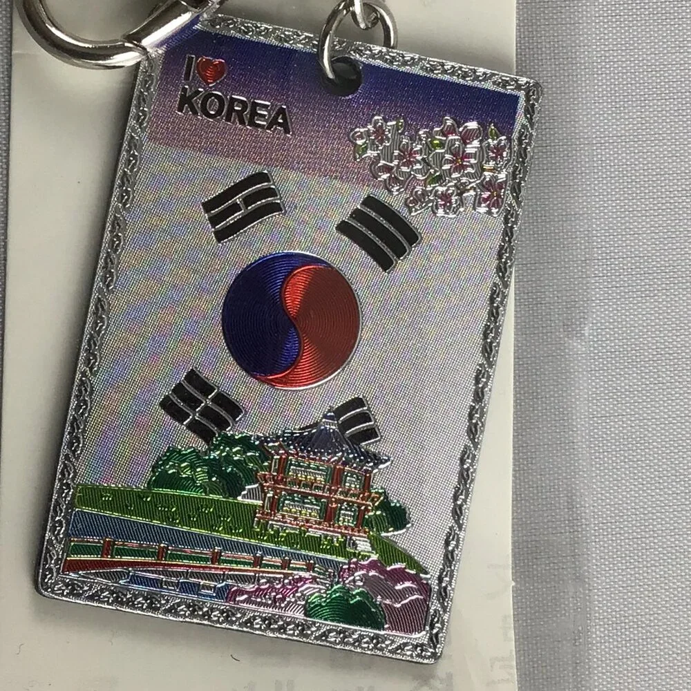Genuine KOREA Key Ring Holder Souvenir Silver Tone